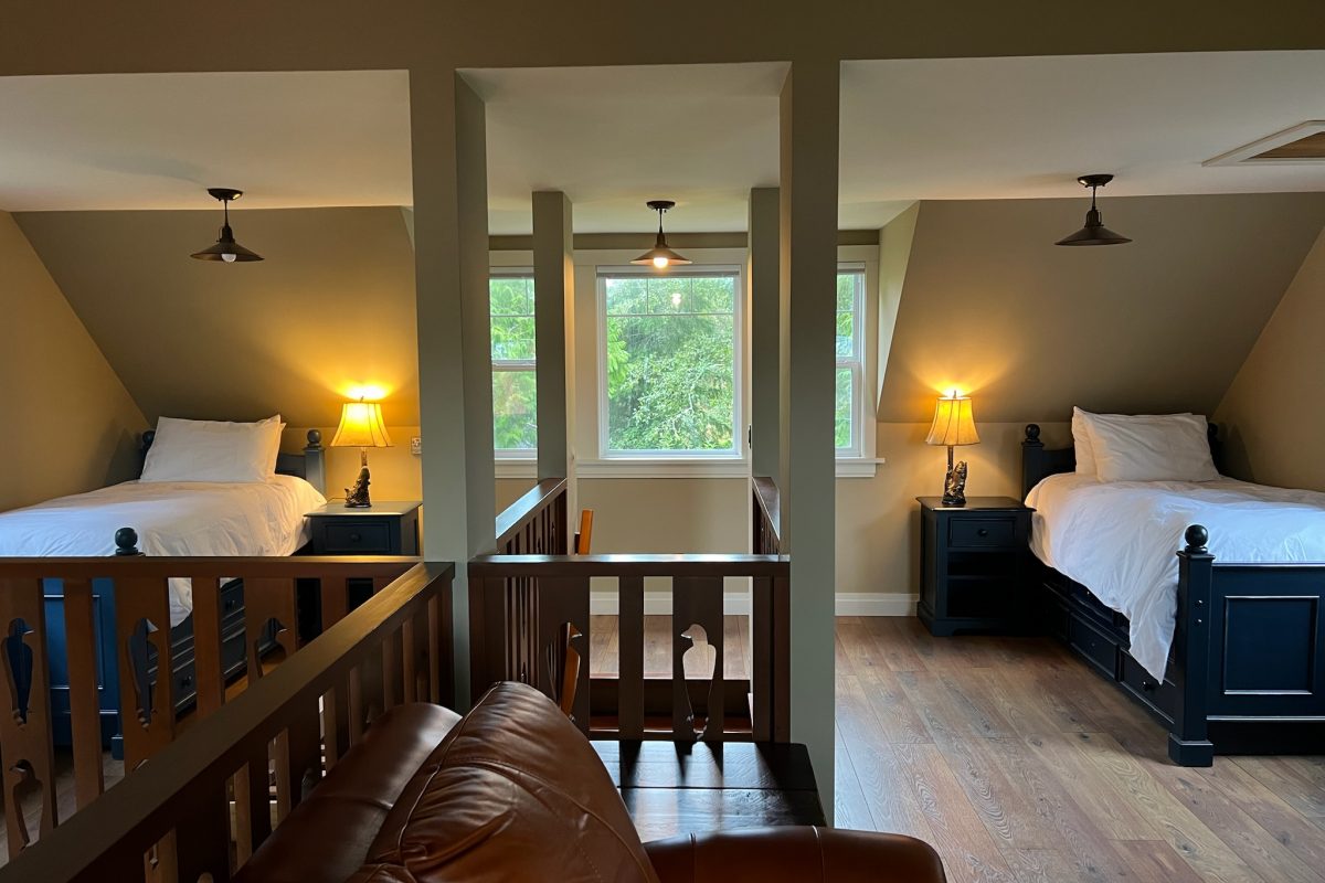 Cedar cabin loft with trundle beds